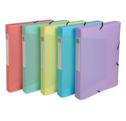 Boite de classement Exabox Dos 40mm Polypropylène 7/10e Chromaline pastel - A4 - Couleurs assorties