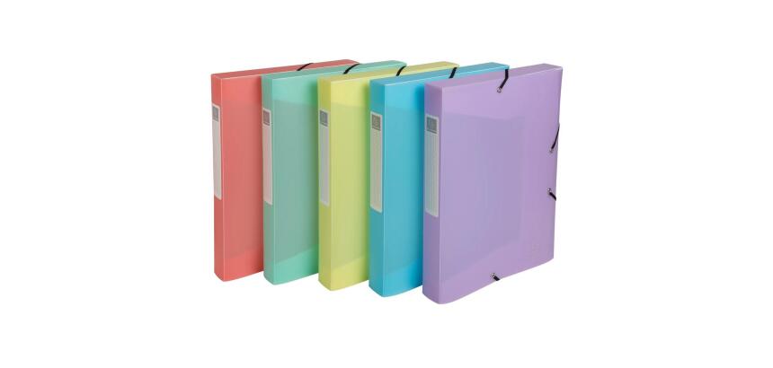 Boite de classement Exabox Dos 40mm Polypropylène 7/10e Chromaline pastel - A4 - Couleurs assorties