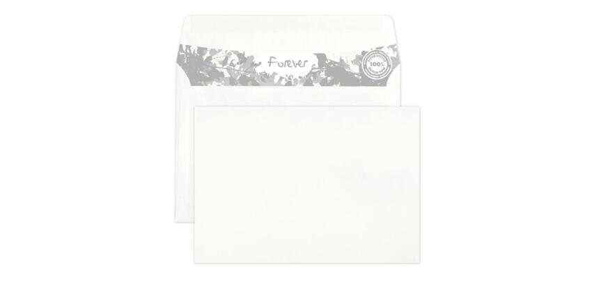 Boite de 500 Enveloppes Forever Blanches 100% recyclé C6-114x162mm - Auto-Adhésives - 80g/m2 - Blanc