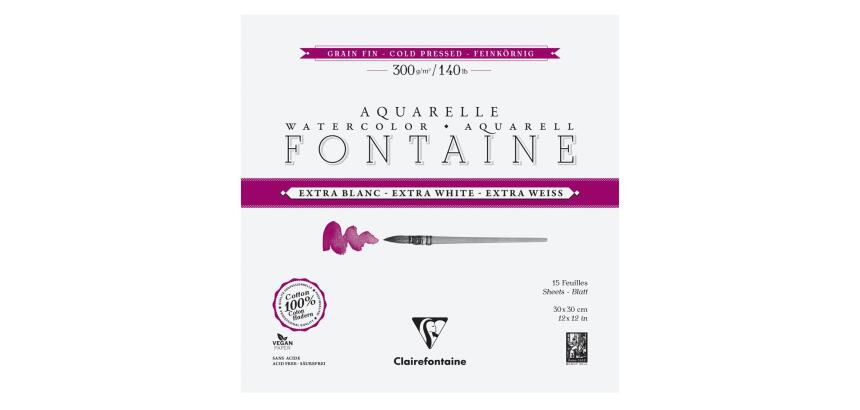 Fontaine Extra Blanc Grain Fin bloc collé 4 côtés 15F 30x30cm 300g