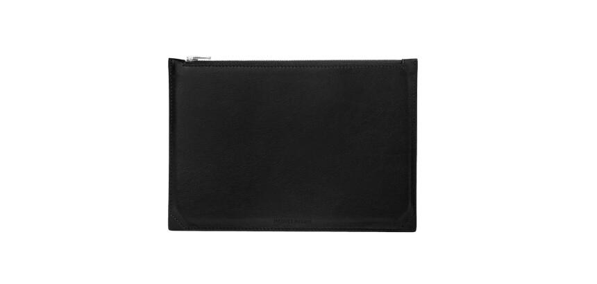 Pochette multifonction en cuir, grand modèle - Noir