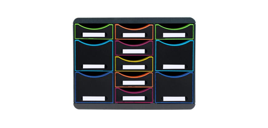 Cassettiera Storebox Multi 11 cassetti Black Office - Nero/arlecchino