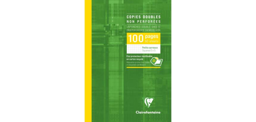 Copies doubles sous étui A4 100 pages non perforées petits carreaux