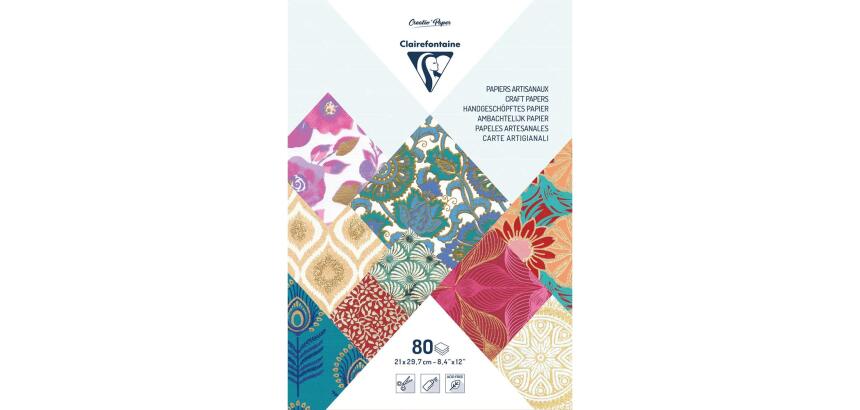 PAPIERS DU MONDE, Maxi bloc de 80 feuilles au format 21x29,7cm - Multicolore