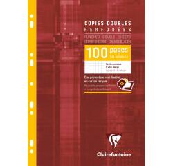 Copies doubles sous étui A4 100 pages perforées petits carreaux + marge