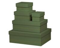Rhodiarama set 5 boîtes gigognes simili cuir italien 44x34x16 cm - Sauge