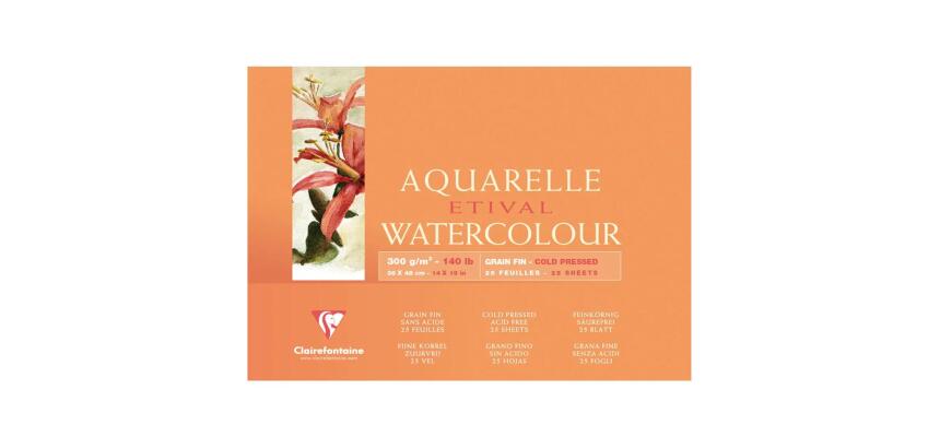 Clairefontaine Etival Watercolour Block - 36 x 48cm - 25 Sheets - 300gsm - Cold Pressed