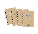 Carnet recyclé reliure intégrale Uninotes A5 160 pages détachables petits carreaux couverture kraft - Assortis