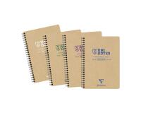 Carnet recyclé reliure intégrale Uninotes A5 160 pages détachables petits carreaux couverture kraft - Assortis