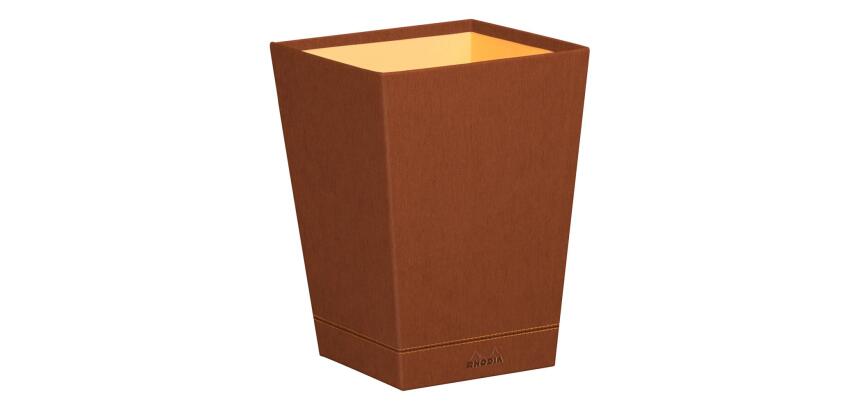 Rhodiarama corbeille à papier simili cuir italien 27x27x32 cm - Cuivre