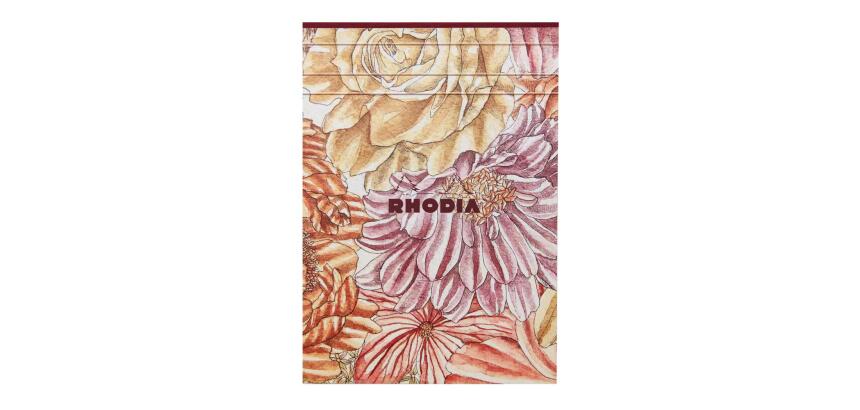 Rhodia collection ORANGE Botanique - bloc entoilé A5 ligné, 70 feuillets papier ivoire 90g - Bouquet fleuri