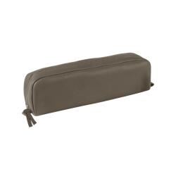 CUIR TEINTE Trousse rectangulaire 21 x 4 x 6 cm - Gris