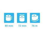 Exacompta Ref: 43807E - 80 x 72mm, 48gsm Thermal Paper Receipt Till Rolls, For Cash Registers, Tills, EPOS, POS Terminal Card Payments, 76m, White, Pack of 5 - White