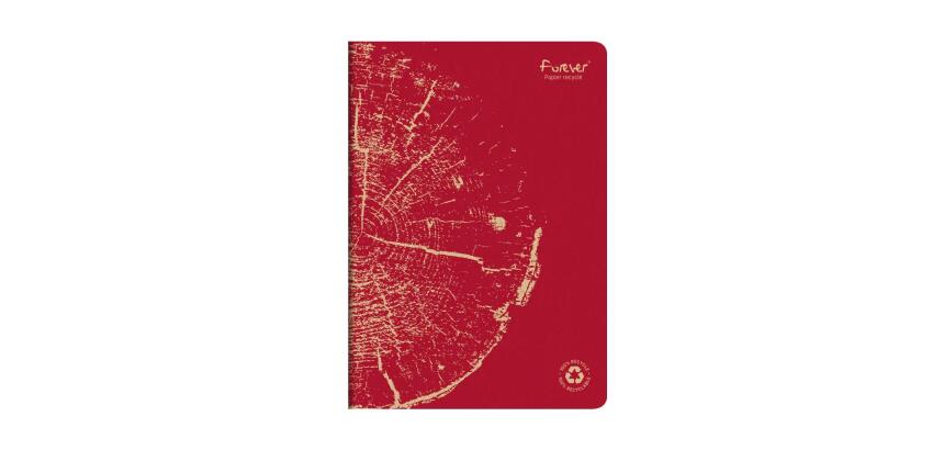 Cahier piqué FOREVER PREMIUM 100% recyclé A4 96 pages ligné papier recyclé blanc 90 g - Rouge brique