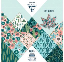 ORIGAMI, Pochette de 60 feuilles 70g/m2 au format 15x15cm - Herbier - Multicolore