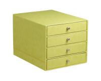 Rhodiarama trieur 4 tiroirs simili cuir italien 24,8x32,7x22,8 cm - Anis