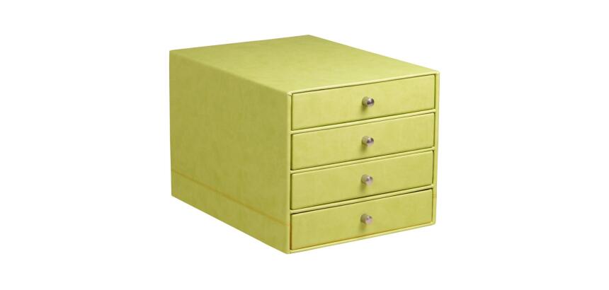 Rhodiarama trieur 4 tiroirs simili cuir italien 24,8x32,7x22,8 cm - Anis