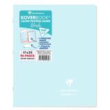 Cahier piqué Koverbook Blush 17x22cm 96 pages grands carreaux couverture polypropylène opaque bicolore - Bleu givré/Corail
