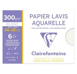 Clairefontaine Lavis Watercolour Paper Pack - 24 x 32cm - 6 Sheets - 300gsm