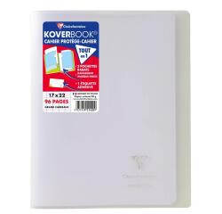 Cahier piqué Koverbook 17x22cm 96 pages grands carreaux couverture polypropylène transparent - Incolore