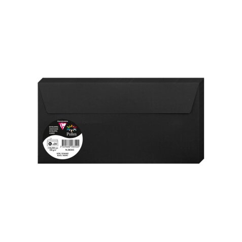 Paquet de 20 enveloppes Pollen 110x220mm 120g/m2 - Noir