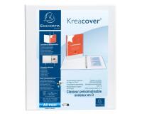Carpeta Exacompta 4 anillas mixtas 20mm forrada 3 bolsillos exteriores Krea Cover - A4 maxi - Blanco