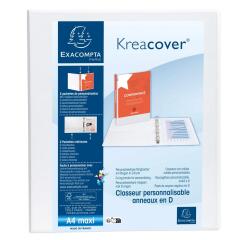 Carpeta Exacompta 4 anillas mixtas 20mm forrada 3 bolsillos exteriores Krea Cover - A4 maxi - Blanco