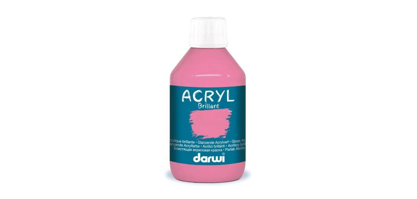 Darwi Flacon de 250 ml de Peinture Acrylique Universelle Brillante - Rose