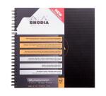 Reversebook Rhodiactive 90g reliure intégrale 21x21 cm 160 pages petits carreaux 5x5 microperforé non perforé - Noir