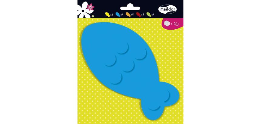 FORMES A DECORER, Sachet de 20 formes 130g/m² au format 17x16,5cm - Poissons - Assortiment