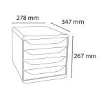 Exacompta Titane Big Box Filing Module, 4 Drawers - Assorted colours