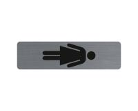 Plaque verticale adhésive imitation aluminium Dame 16,5X4,4 cm - Gris