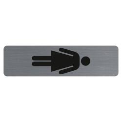 Sign adhesive aluminium effect Ladies 16.5 x 4.4 cm - Grey