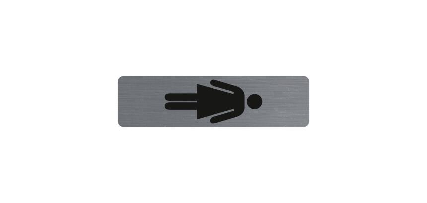 Sign adhesive aluminium effect Ladies 16.5 x 4.4 cm - Grey