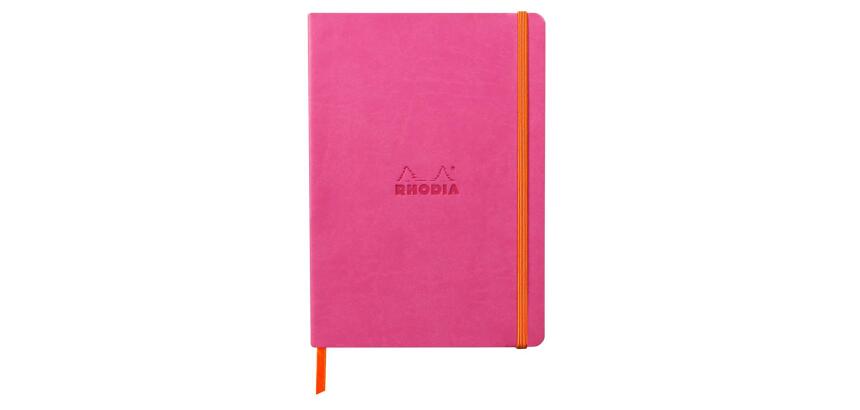 Rhodiarama carnet souple A5 160 pages dot papier ivoire 90g fermeture élastique - Fuchsia