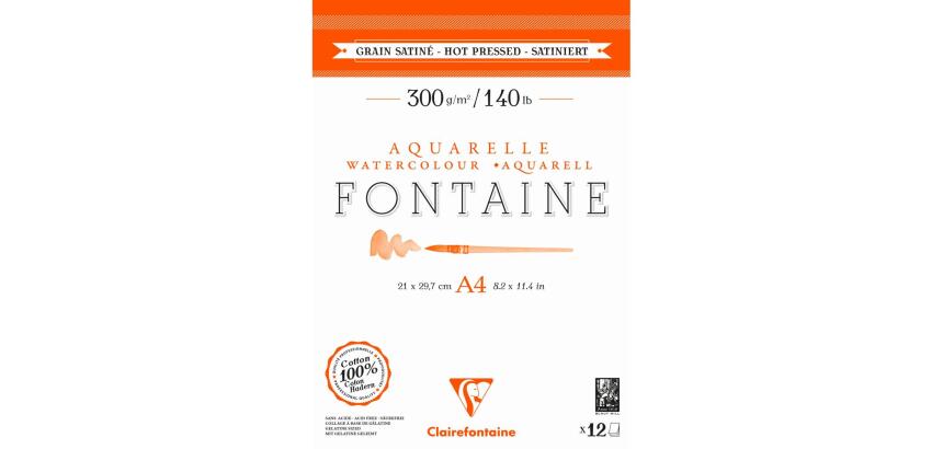 Fontaine bloc collé 2 côtés 12F A4 300g grain satiné