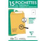 Paquet de 15 Pochettes Kraft Milleraies Brun C4-229x324 mm - Auto-Adhésives - 90g/m2 - Brun