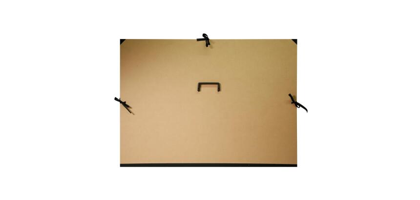 Carton à dessin Kraft 3 cordons 75x105cm avec poignée - Brun
