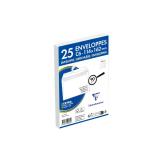 Paquet de 25 Enveloppes Blanches C6-114x162mm - Auto-Adhésives - 90g/m2 - Blanc