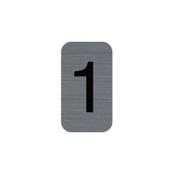 Plaque adhésive imitation Aluminium Chiffre 1 2,5x4,4 cm - Gris