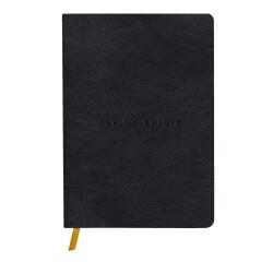 Carnet brochure cousue Flying Spirit A5 180 pages ligné couverture cuir lisse papier ivoire 90g - Noir