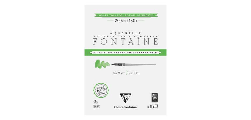 Fontaine Extra Blanc Grain Torchon bloc collé 4 côtés 15F 23x31cm 300g