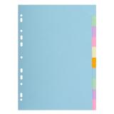 Intercalaires carte pastel 170g Forever 10 positions - A4+ - Couleurs assorties pastel