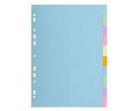Intercalaires carte pastel 170g Forever 10 positions - A4+ - Couleurs assorties pastel