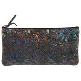 CÉLESTE CUIR Trousse plate 11x22 cm Lazer Noir