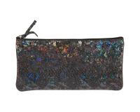 CÉLESTE CUIR Trousse plate 11x22 cm Lazer Noir