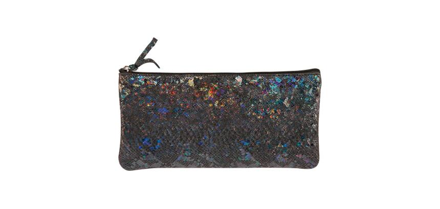 CÉLESTE CUIR Trousse plate 11x22 cm Lazer Noir