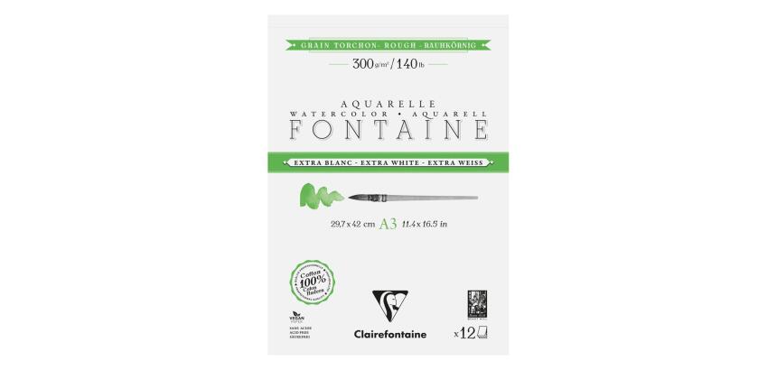 Fontaine Extra Blanc Grain Torchon bloc collé 2 côtés 12F A3 300g