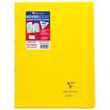 Cahier piqué Koverbook A4 96 pages grands carreaux couverture polypropylène transparent - Jaune