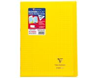 Cahier piqué Koverbook A4 96 pages grands carreaux couverture polypropylène transparent - Jaune